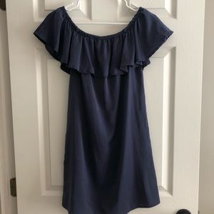 Navy blue off the shoulder dress